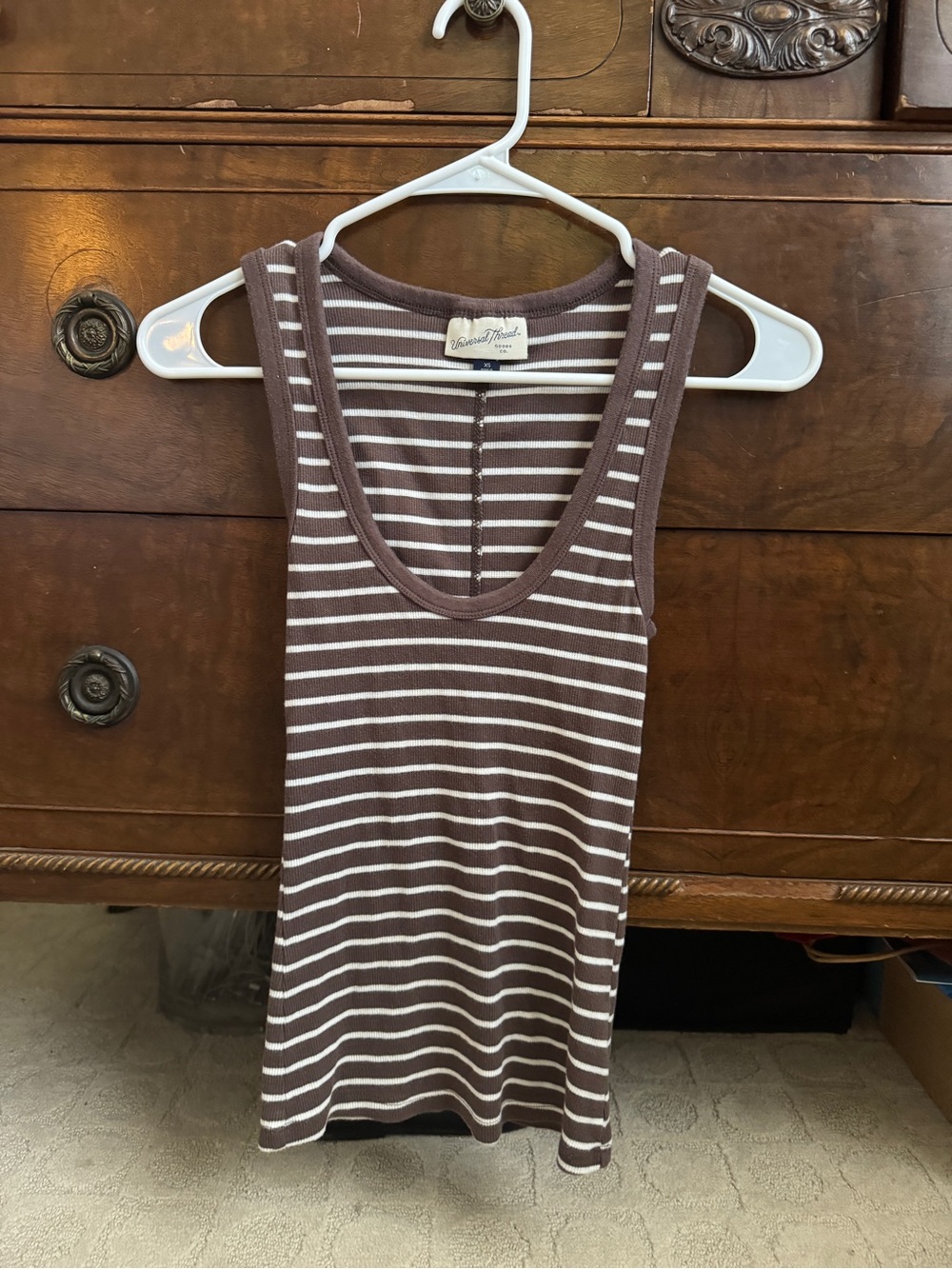 Target Brown and White Striped Ribbed Tank